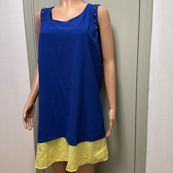 Blue Pepper Sleevless Medi Dress with copper embellishments around sleeved 2X - Picture 6 of 17